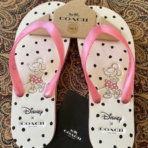 COACH Disney Minnie Flip Flops Limited Ed - NWT